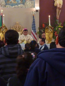 Rev. Jose Luis Ramirez oversaw the Christmas Mass at Misioneros Guadalupanos Iglesia Catolica. Photo by Jose Pinto/South Kern Sol